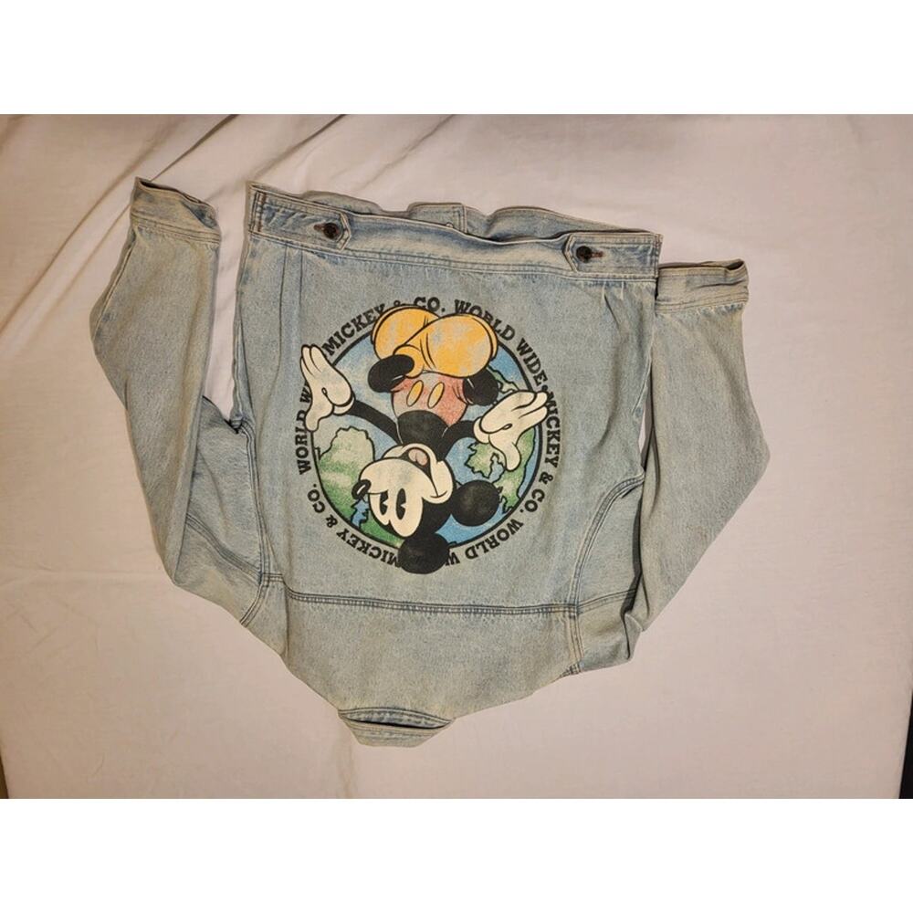 Vintage Mickey Co Denim Jacket Mens M 90s Disney Store Embroidered Graphic Jeans